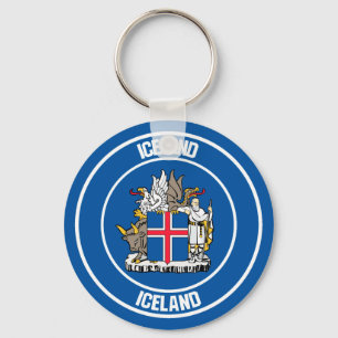 Porte-clés Emblème rond Islande