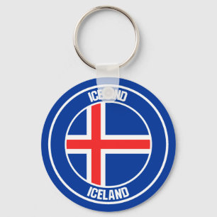 Porte-clés Emblème rond Islande