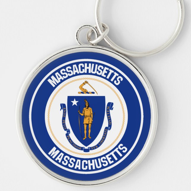 Porte-clés Emblème rond Massachusetts (Devant)