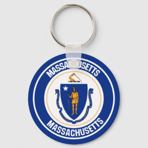 Porte-clés Emblème rond Massachusetts
