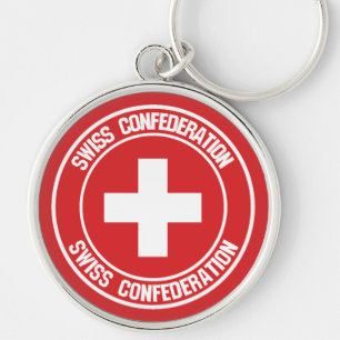 Porte-clés Emblème rond Suisse