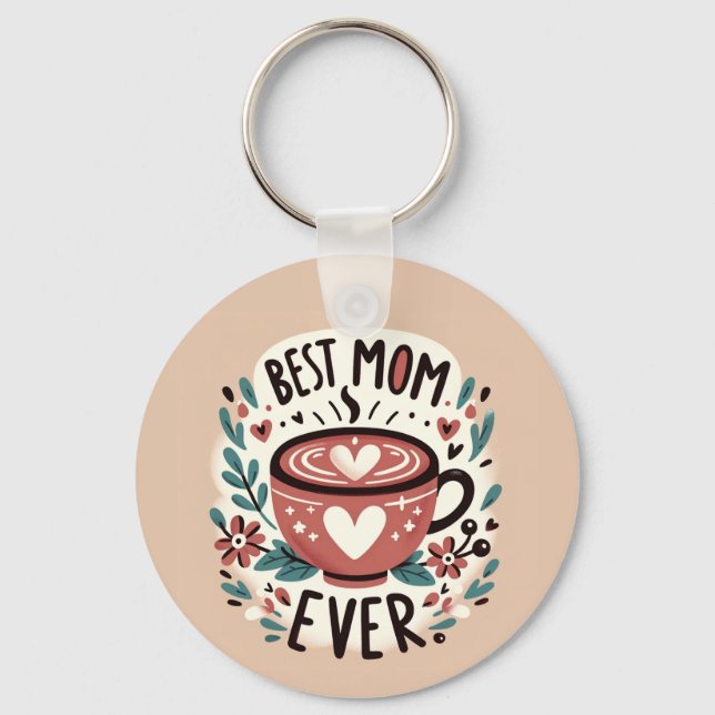 Porte-clés Embrassage chaleureux - Meilleure maman jamais (Recto)