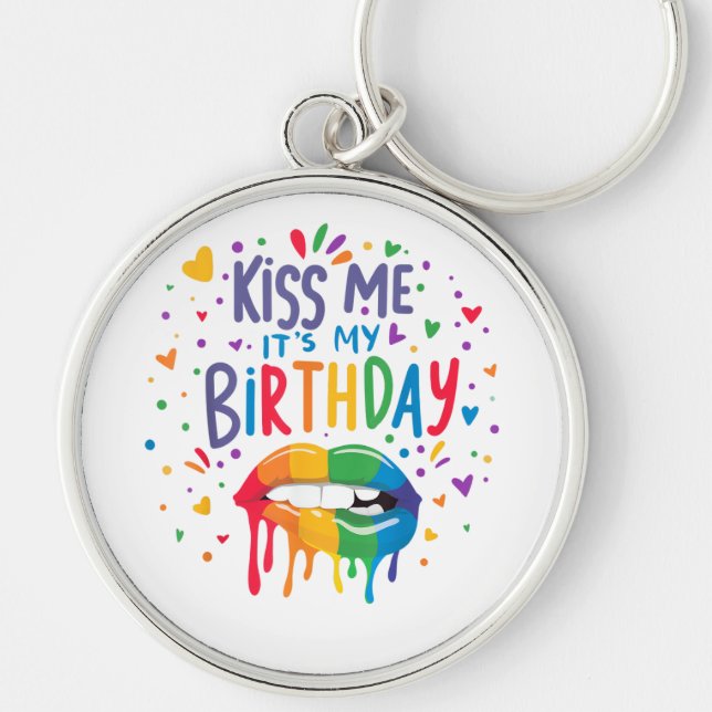 Porte-clés Embrasse-moi, c'est mon anniversaire (Devant)