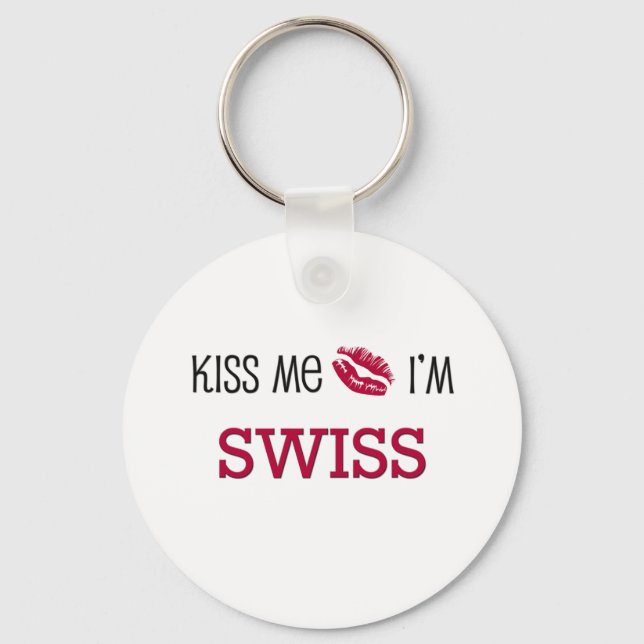 Porte-clés Embrasse-moi Je suis SUISSE (Recto)