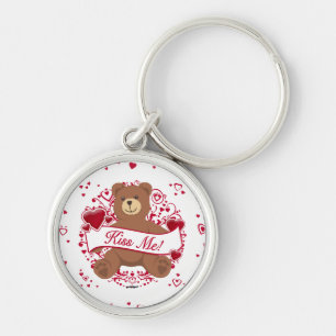 Porte-clés Embrasse-Moi ! Ours en peluche de la Saint-Valenti