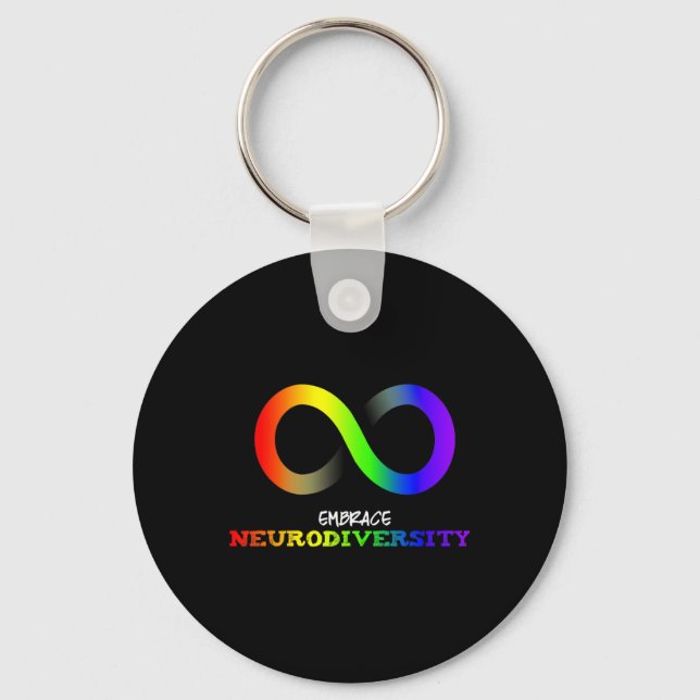 Porte-clés Embrassez La Neurodiversité Autisme Asd Adhd Rainb (Recto)