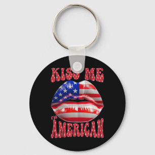 Porte-clés Embrassez-Moi Je Suis Américain Drapeau Usa Lèvres
