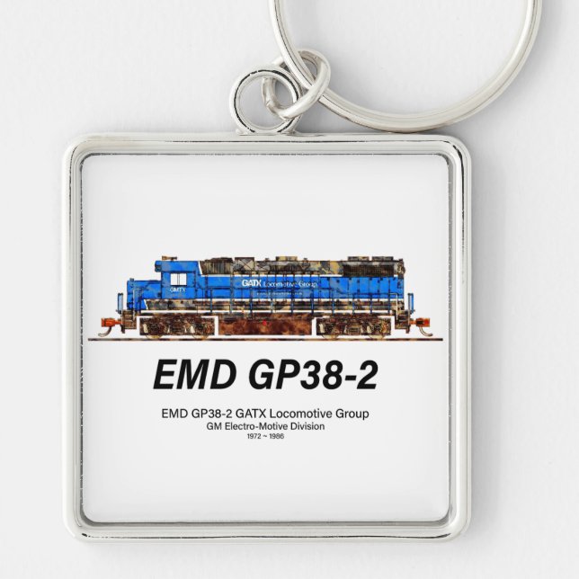 Porte-clés EMD GP38-2 Locomotive diesel GATX bleu et blanc (Devant)