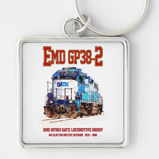 Porte-clés EMD GP38-2 Locomotive diesel GATX bleu et blanc (Devant)