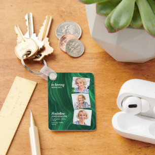 Porte-clés Emerald Green 3 Photo Funeral Cadeau Prière commém