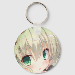 Porte-clés Emerald green eyes yellow green hair anime girl
