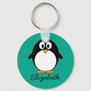 Porte-clés émeraude mignonne et noir de pingouin de bande