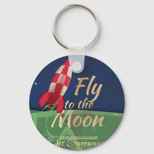 Porte-clés Emmène-moi sur la Lune Affiche de voyage vintage