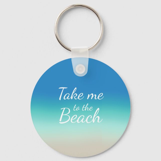 Porte-clés "Emmenez-moi à la plage" Moderne Blue Ombre (Recto)