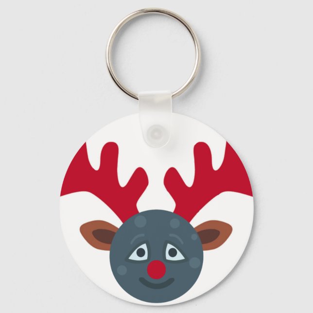 Porte-clés emoji de lune de rennes de noël (Recto)