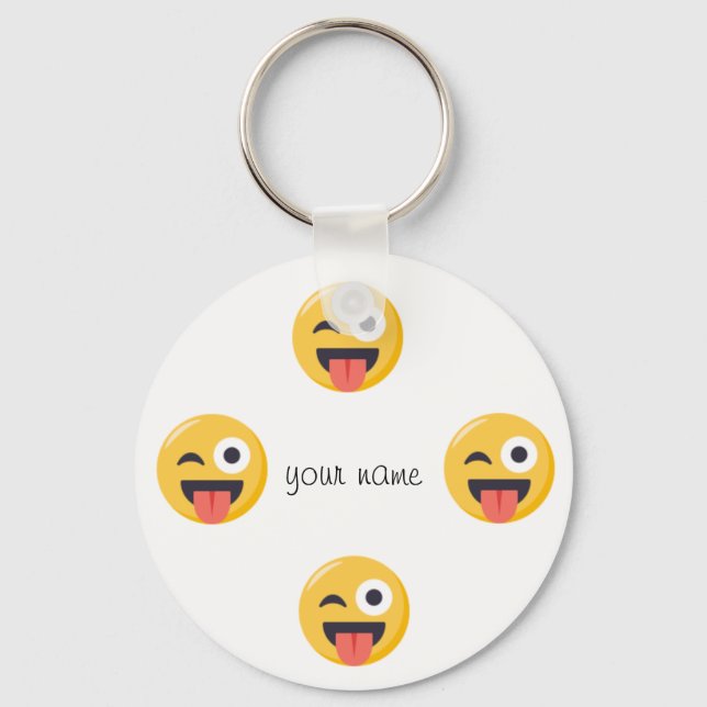 Porte-clés Emoji Face  and '' Your Name Here " (Recto)