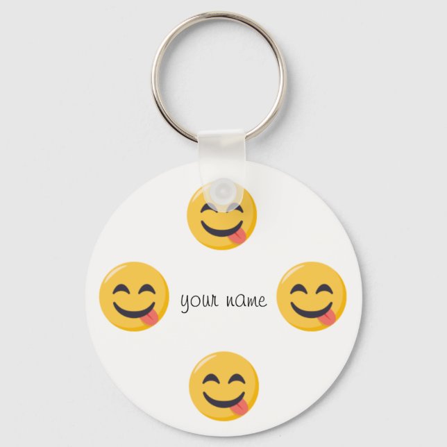 Porte-clés Emoji Face et '' Votre nom ici " (Recto)