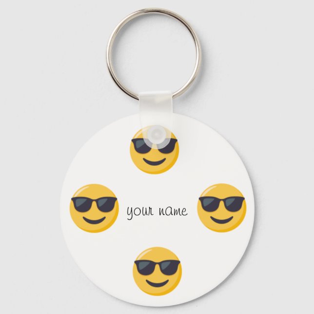 Porte-clés Emoji Face et '' Votre nom ici " (Recto)