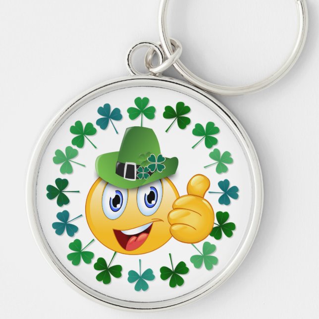 Porte-clés Emoji irlandais mignon avec Shamrock (Devant)