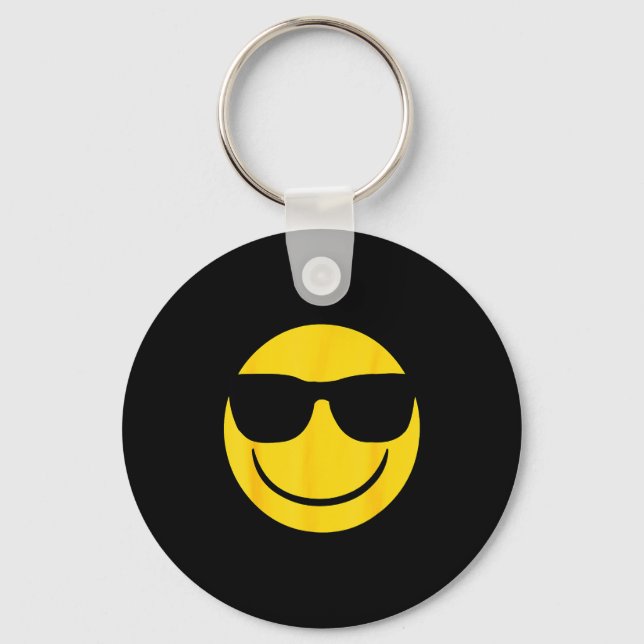 Porte-clés Emoji Retro Sungles Yellow Smile Face  (Recto)