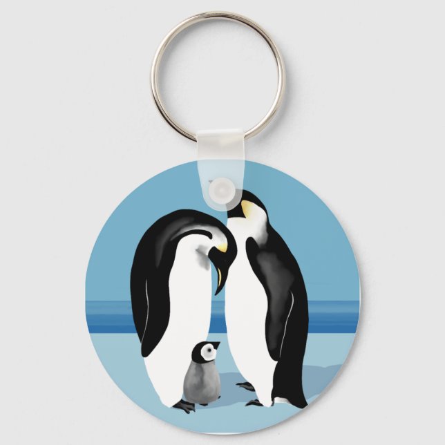Porte-clés Empereur Penguin Avec Bébé Chick (Recto)
