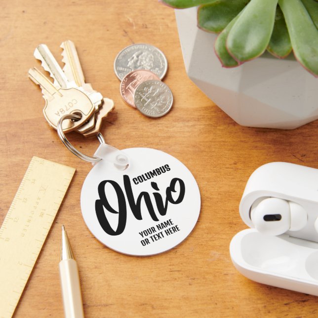 Porte-clés Emplacement personnalisé & Texte Ohio (Bureau)