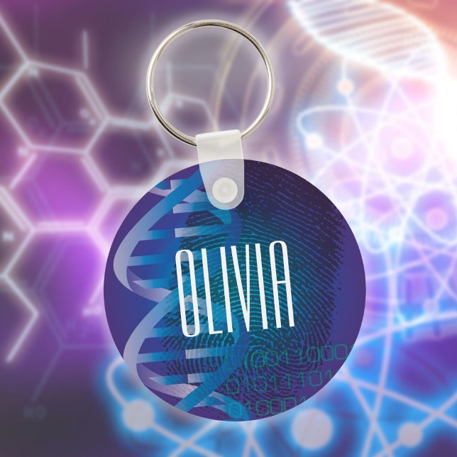 Porte-clés Empreinte ADN Personnalisée Science Médicale (Personalized DNA Fingerprint Medical Science Keychain)