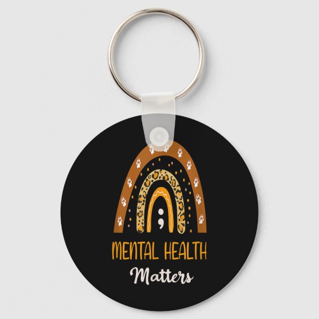 Porte-clés Empreinte de léopard Boho Rainbow Pour Mental Heal (Recto)