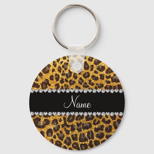 Porte-clés Empreinte de léopard de parties scintillant jaune  (Recto)