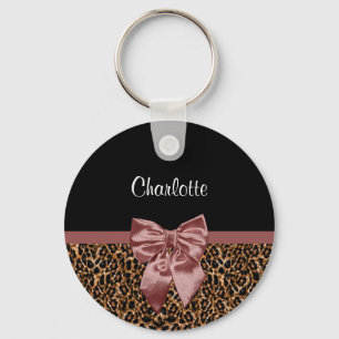 Porte-clés Empreinte de léopard élégant élégant Brown Bow et