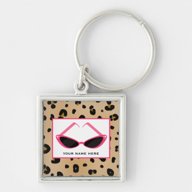 Porte-clés Empreinte de léopard et rétros lunettes de soleil (Devant)