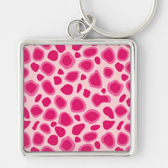 Porte-clés Empreinte de léopard - Fuchsia et rose clair (Devant)