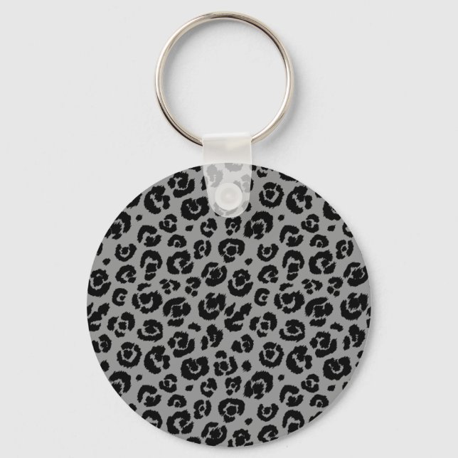Porte-clés Empreinte de léopard gris gris noir (Recto)