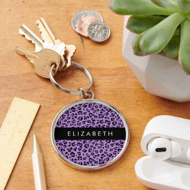 Porte-clés Empreinte de léopard, Spots, Leopard Violet, Votre (Bureau)