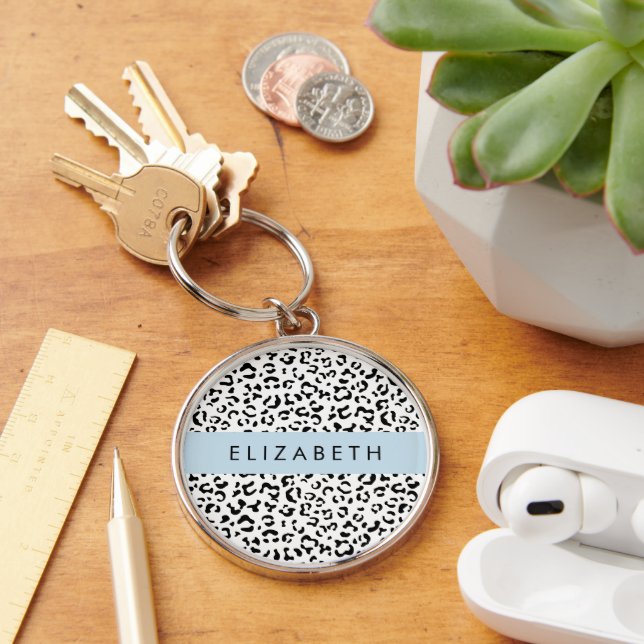 Porte-clés Empreinte de léopard, Spots, Noir Et Blanc, Votre  (Bureau)