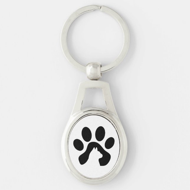Porte-clés empreinte de patte de chat, idée cadeau (Devant)