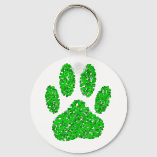 Porte-clés Empreinte de patte de chien de feuillage vert