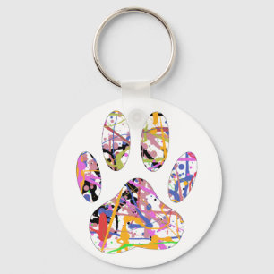 Porte-clés Empreinte de patte de chien de peinture