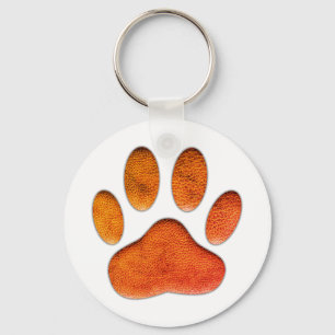 Porte-clés Empreinte de patte de chien en cuir vintage