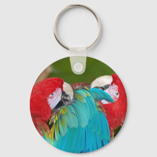 Porte-clés Empreinte de perroquet macaw rouge et bleu