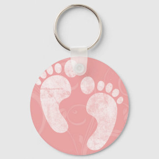 Porte-clés Empreintes de bébé rose/blanc