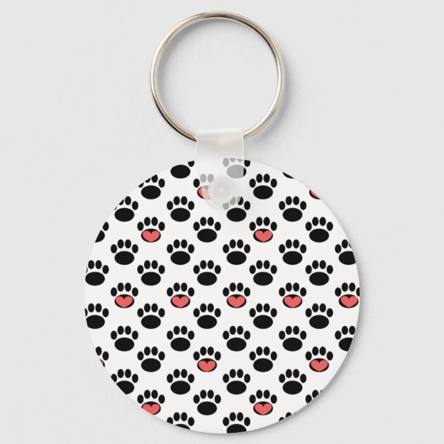 Porte-clés Empreintes de pattes avec coeur (Recto)