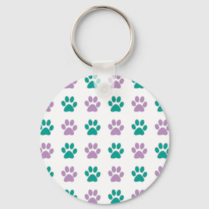 Porte-clés empreintes de pattes de chiots violets et turquois