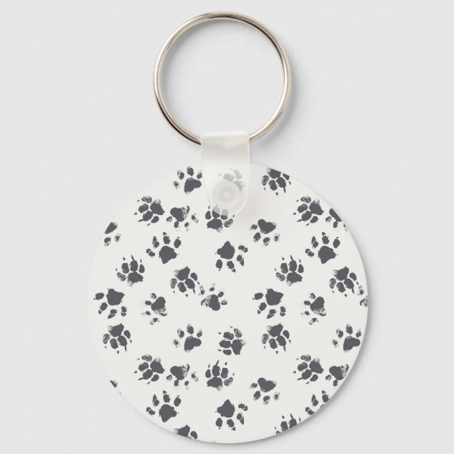 Porte-clés Empreintes Paw : Chien Monochrome Sans Seamless. (Recto)