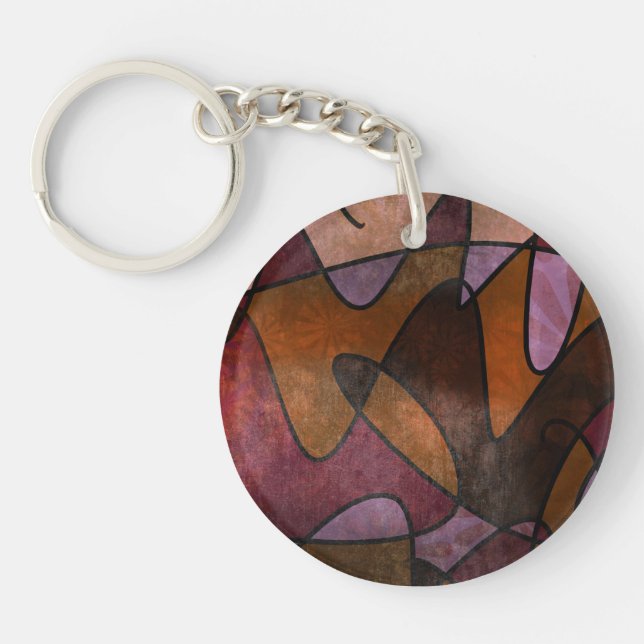 Porte-clés en acrylique abstrait violet, marron, b (Devant)
