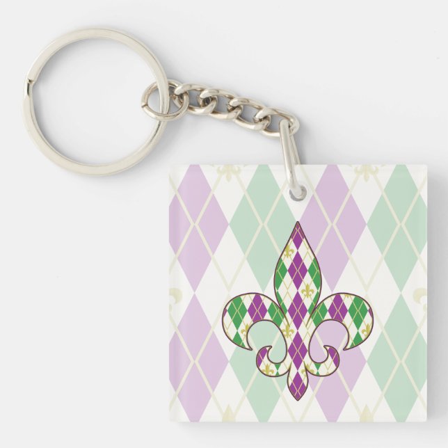 Porte-clés en acrylique Argyle Mardi Gras (Devant)