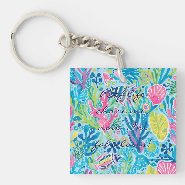Porte-clés en acrylique au graphisme élégant (Devant)
