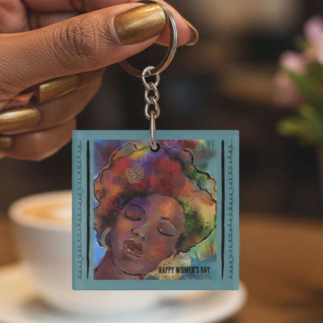 Porte-clés en acrylique "Autonomiser les femmes" A ("Empower Women" Black Woman Art Acrylic Keychain)