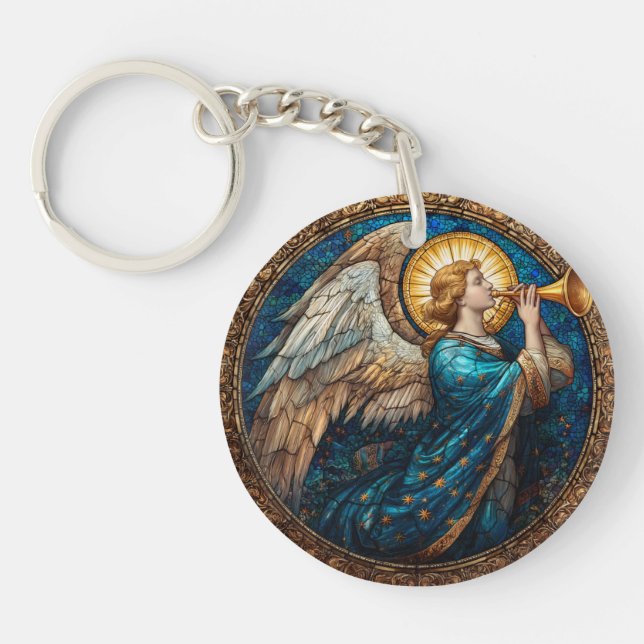 Porte-clés en acrylique avec motif d'ange (Devant)