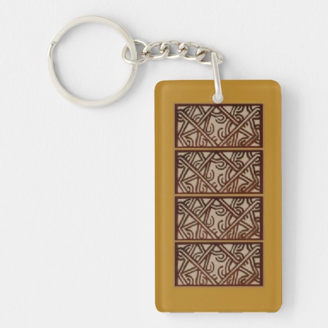 Porte-clés en acrylique avec motif doré (Devant)